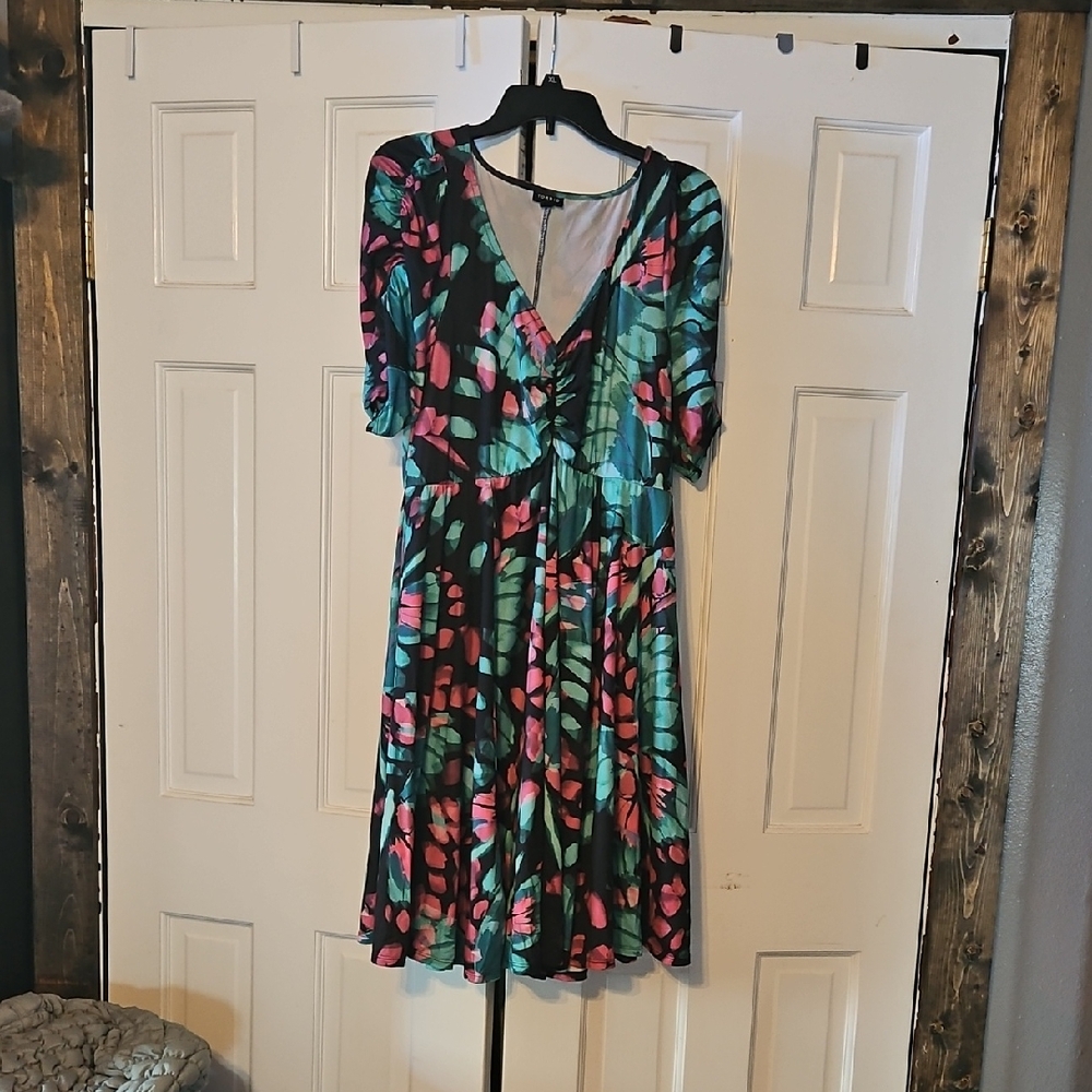 Torrid Black and Pink Floral Midi Dress